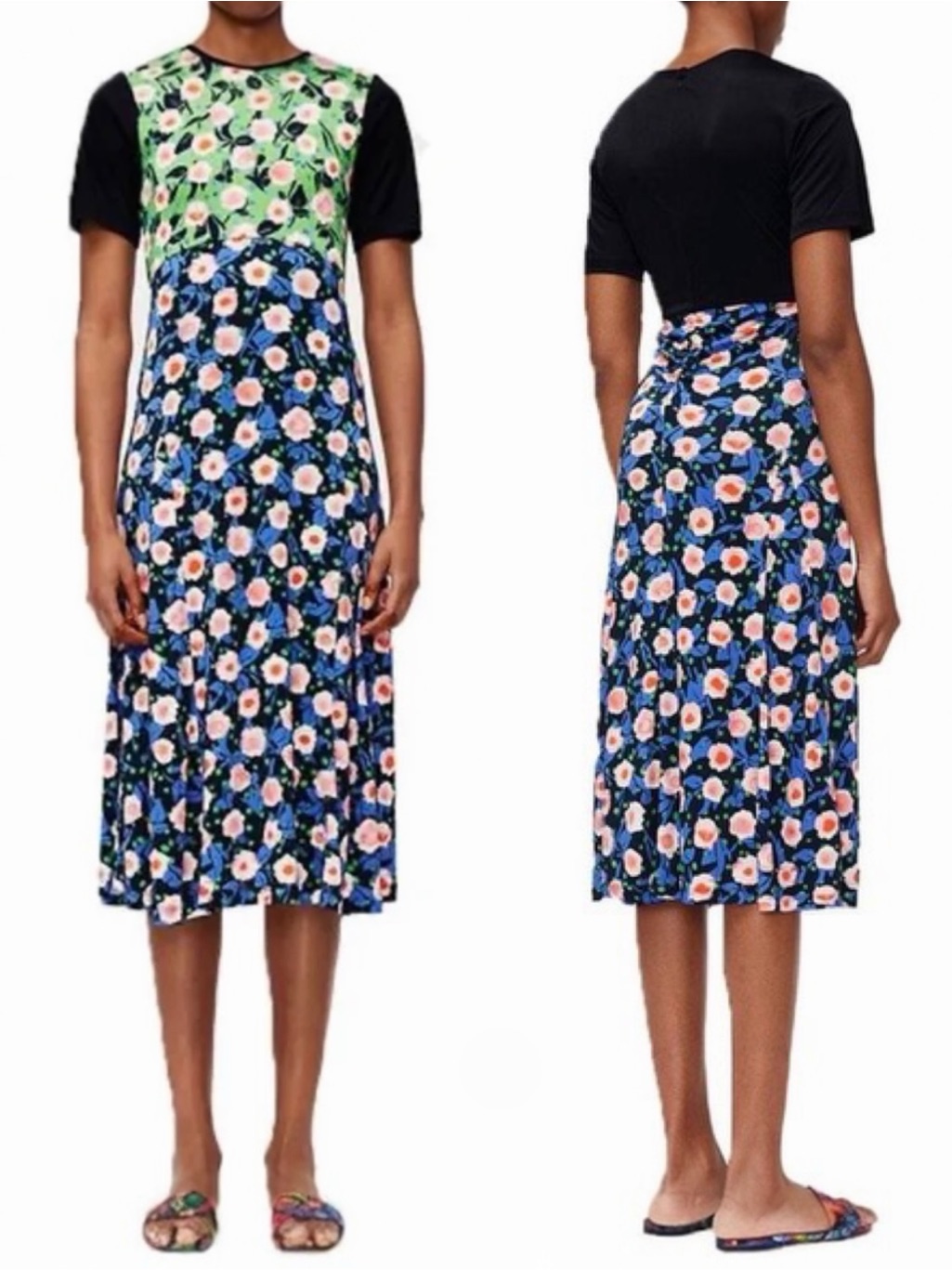 Stine Goya Scout Women’s Floral Bodycon Short Sleeve A-Line Midi Dress Xsmall
